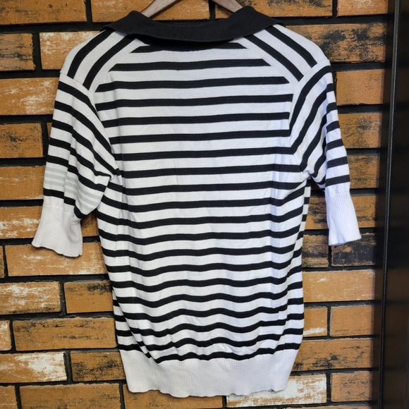 Adidas Womens XL Short‎ Sleeve Striped Sweater  Y2K Button Up Golf Preppy - Picture 3 of 12